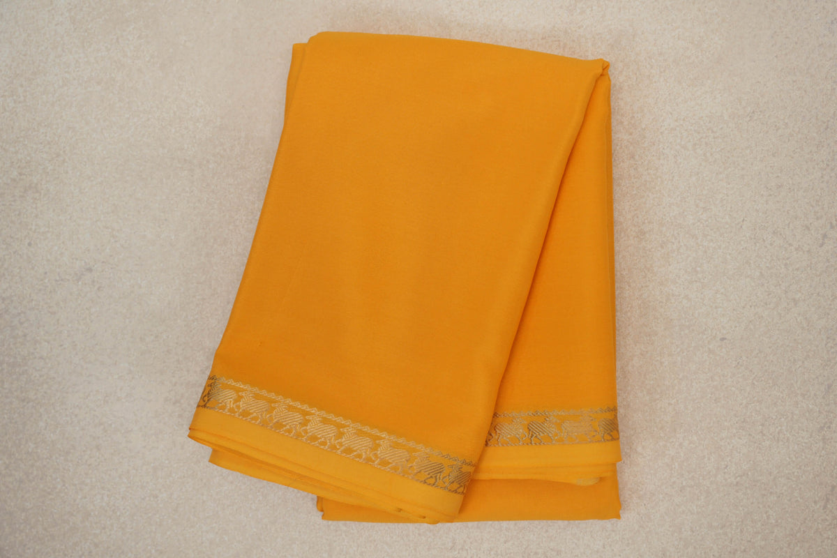 Bright Yellow Mysore Silk Saree