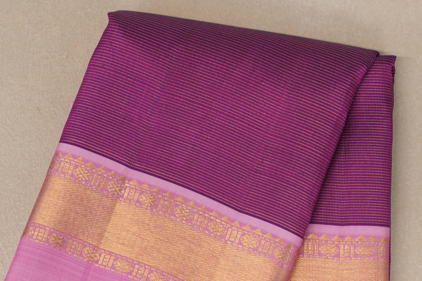 Deep magenta with Baby pink borders Vintage Kanjivaram Silk Saree SS9112