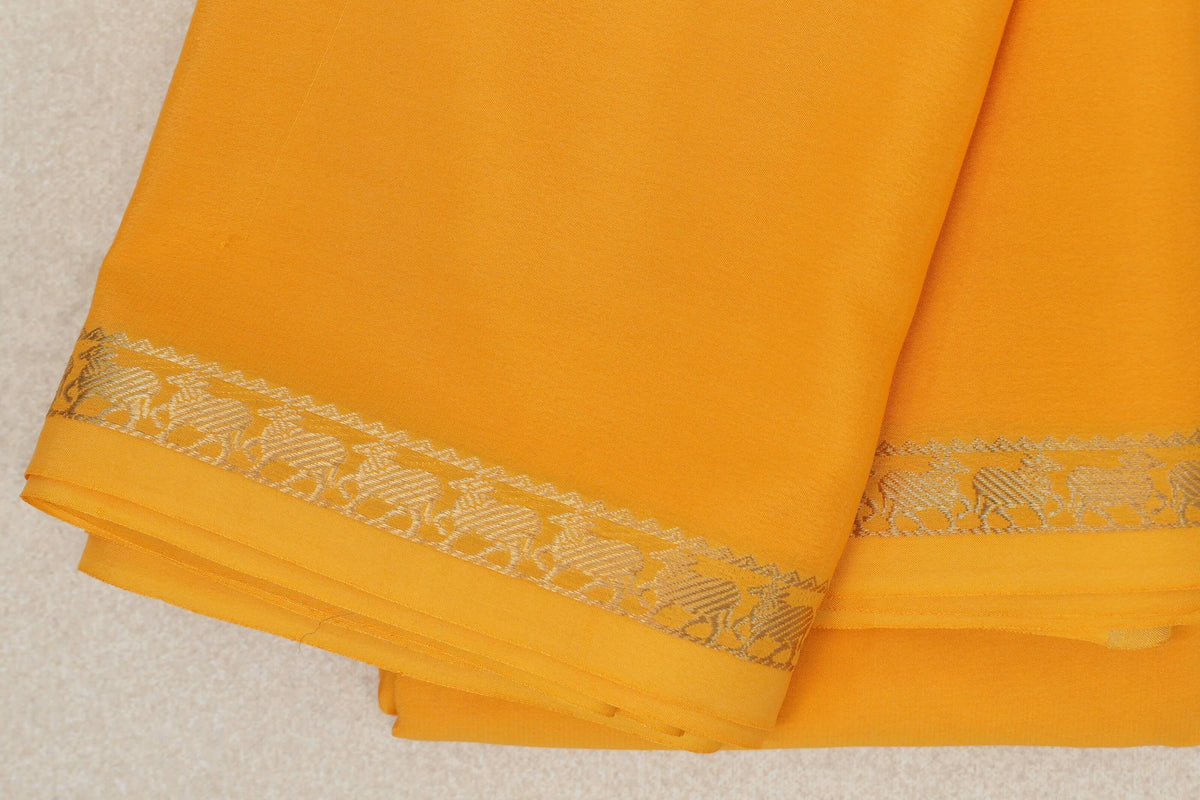 Bright Yellow Mysore Silk Saree border
