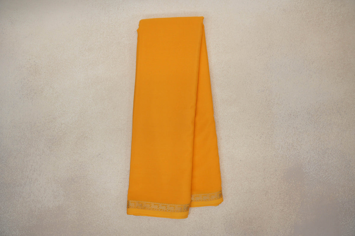 Online Bright Yellow Mysore Silk Saree
