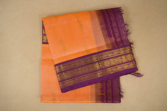 Peach  folded vintage silk cotton saree