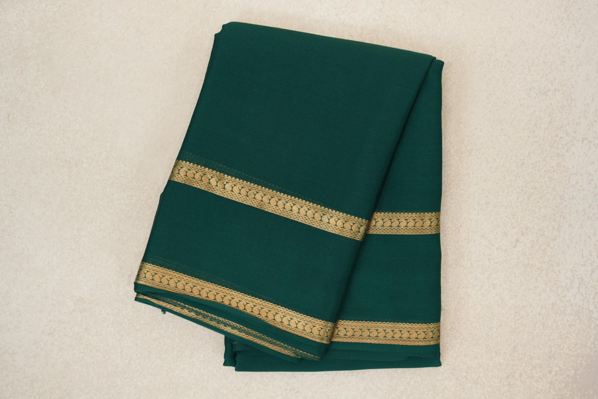 Dark Bottle Green Mysore Silk Saree