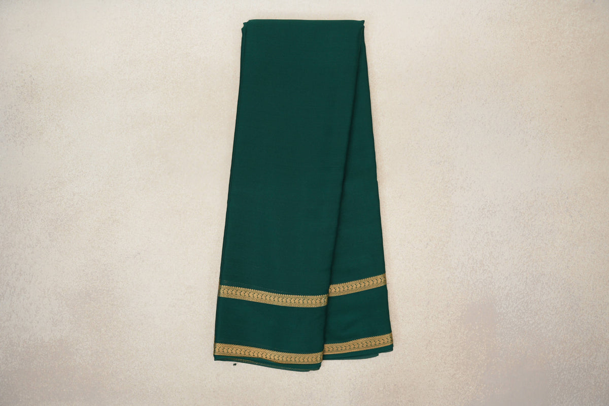 Online Dark Bottle Green Mysore Silk Saree