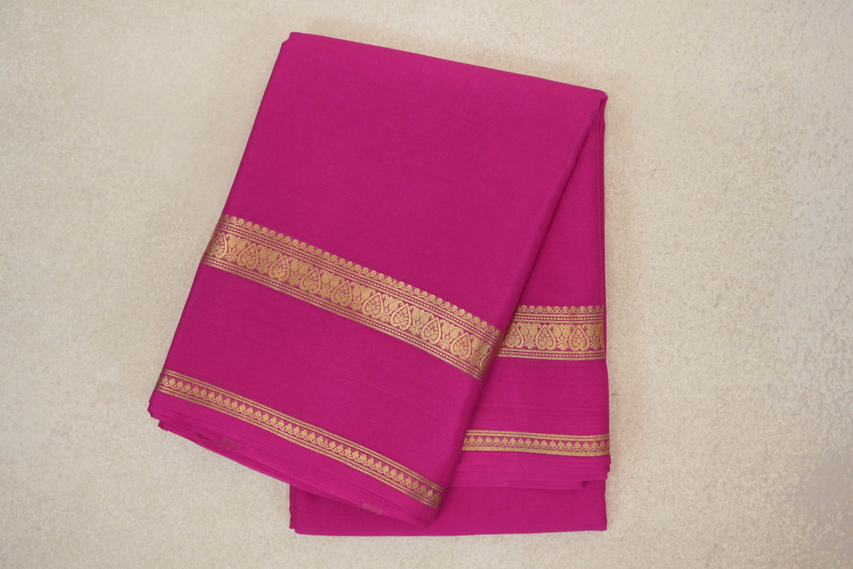 Bright Magenta Pink Mysore Silk Saree