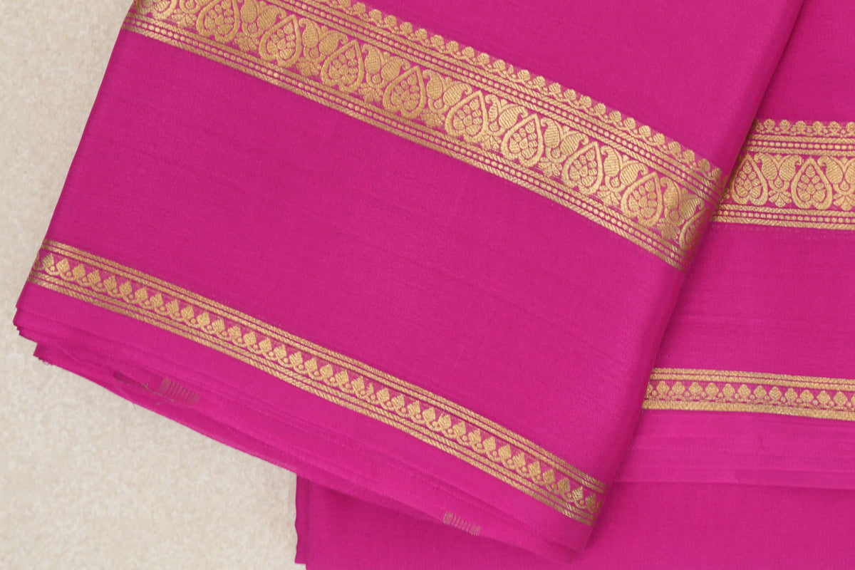 Bright Magenta Pink Mysore Silk Saree border
