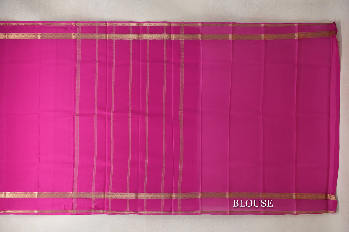 Bright Magenta Pink Mysore Silk Saree blouse