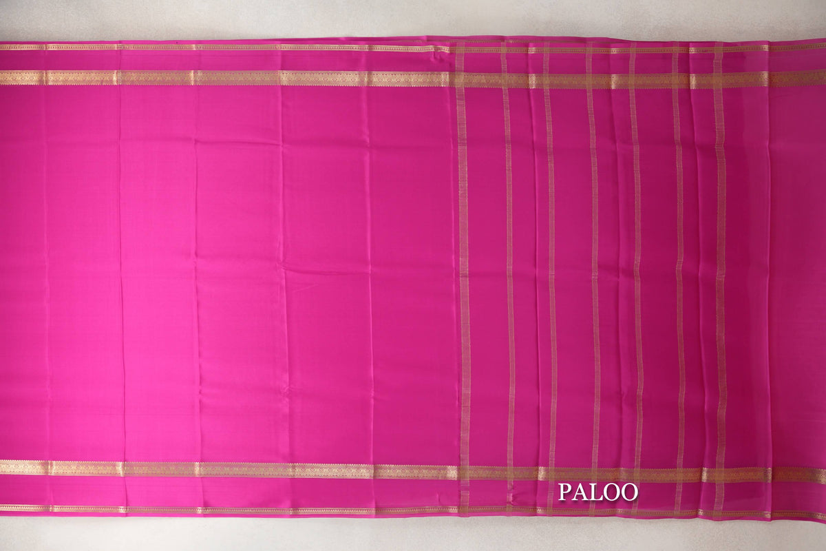 Bright Magenta Pink Mysore Silk Saree paloo