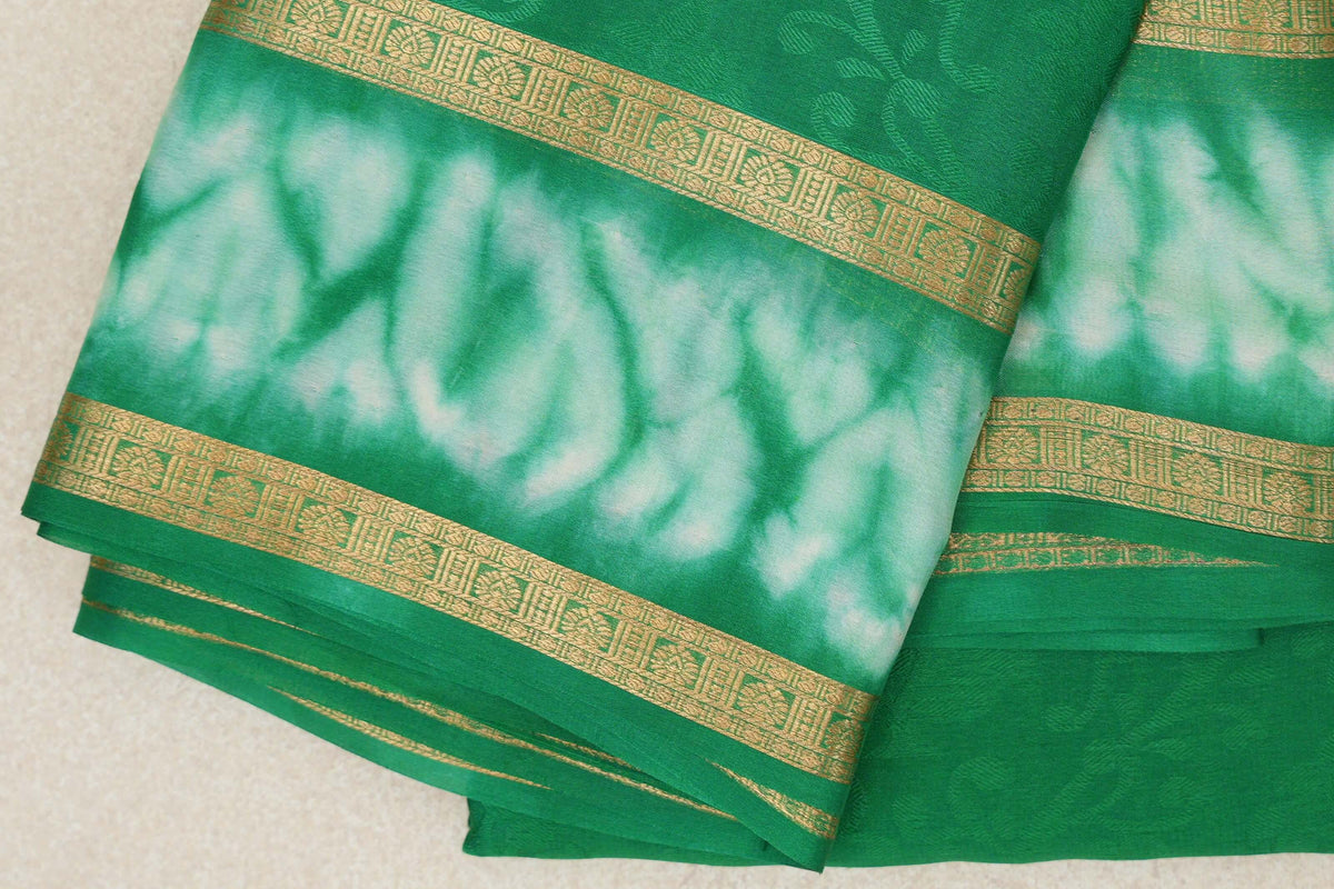 Parrot Green Mysore Silk Saree border