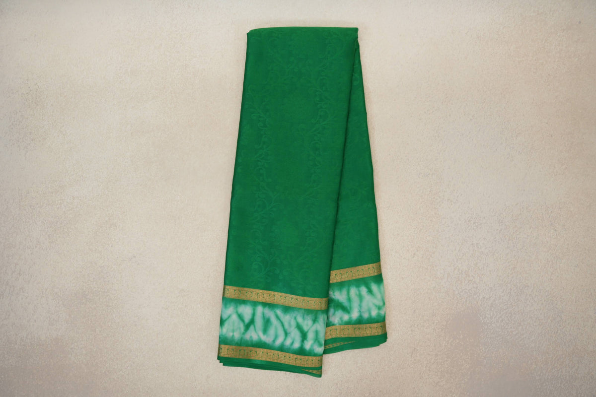 Online Parrot Green Mysore Silk Saree