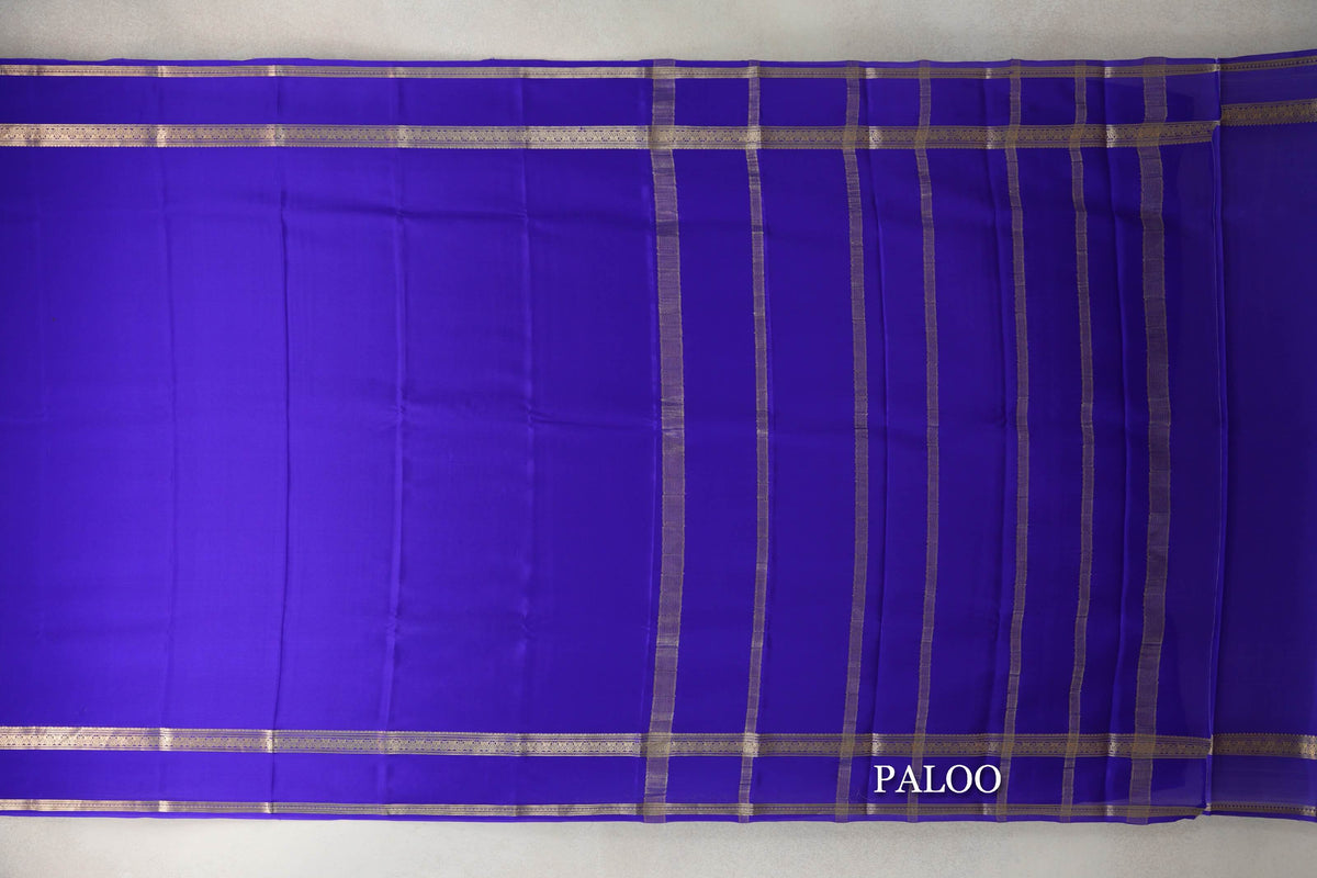 Violet Purple Mysore Silk Saree paloo