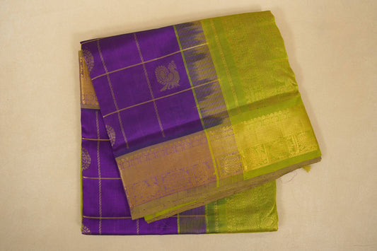 Dark magenta Nine and a half Yards Silk Cotton Saree