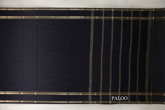 Black Mysore Silk Saree paloo