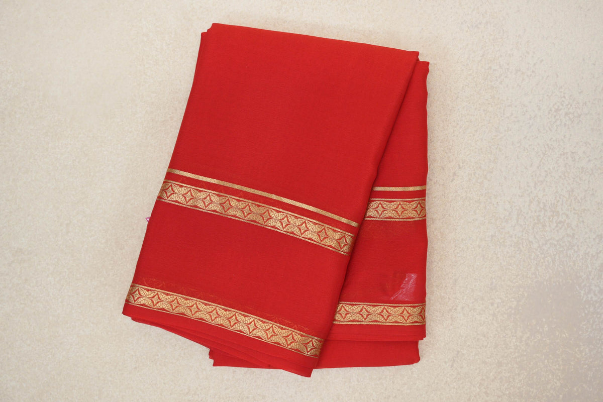 Bright Red Mysore Silk Saree