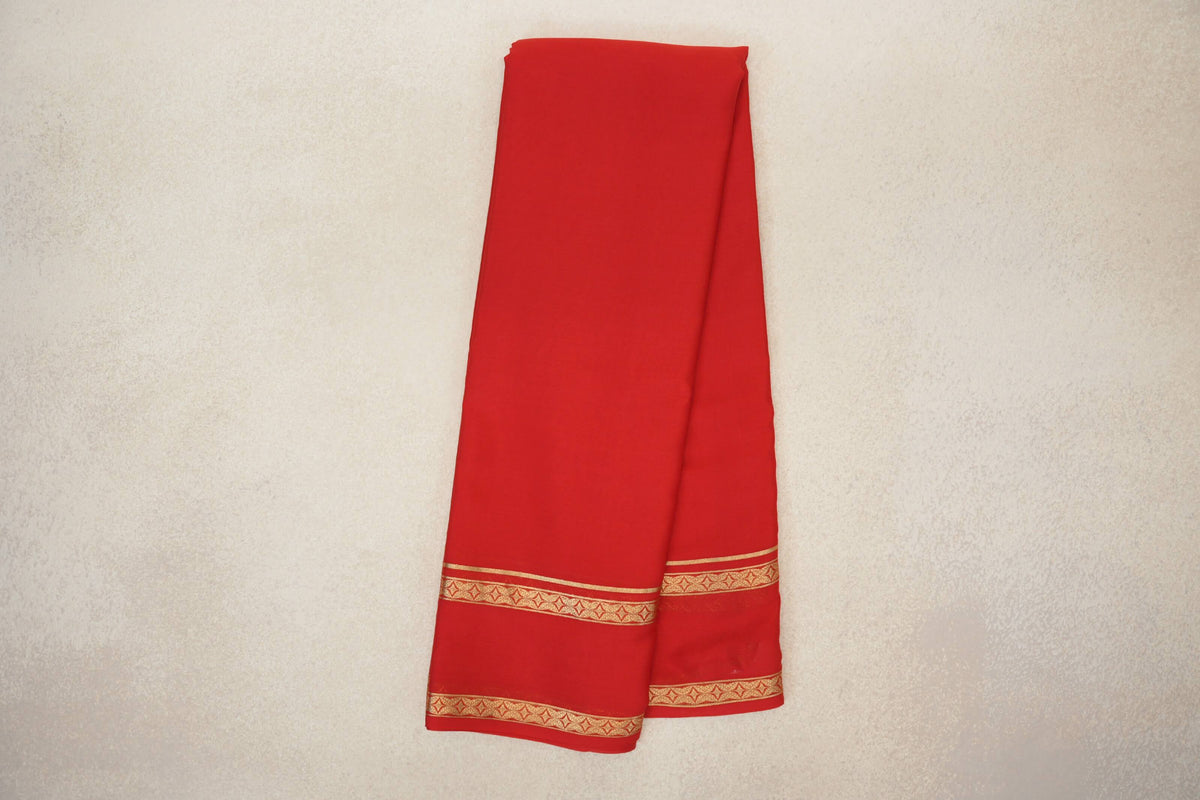 Online Bright Red Mysore Silk Saree
