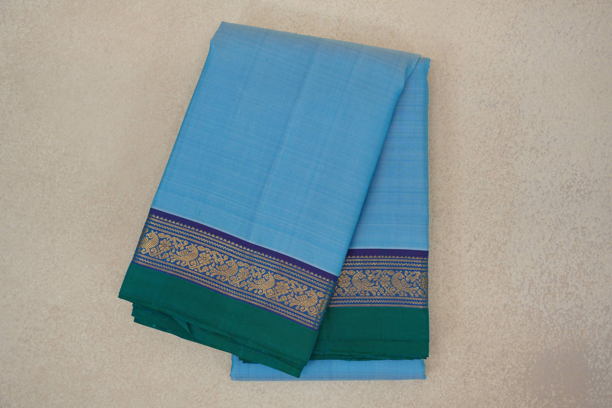 Sky Blue Vintage Kanjivaram Silk Saree