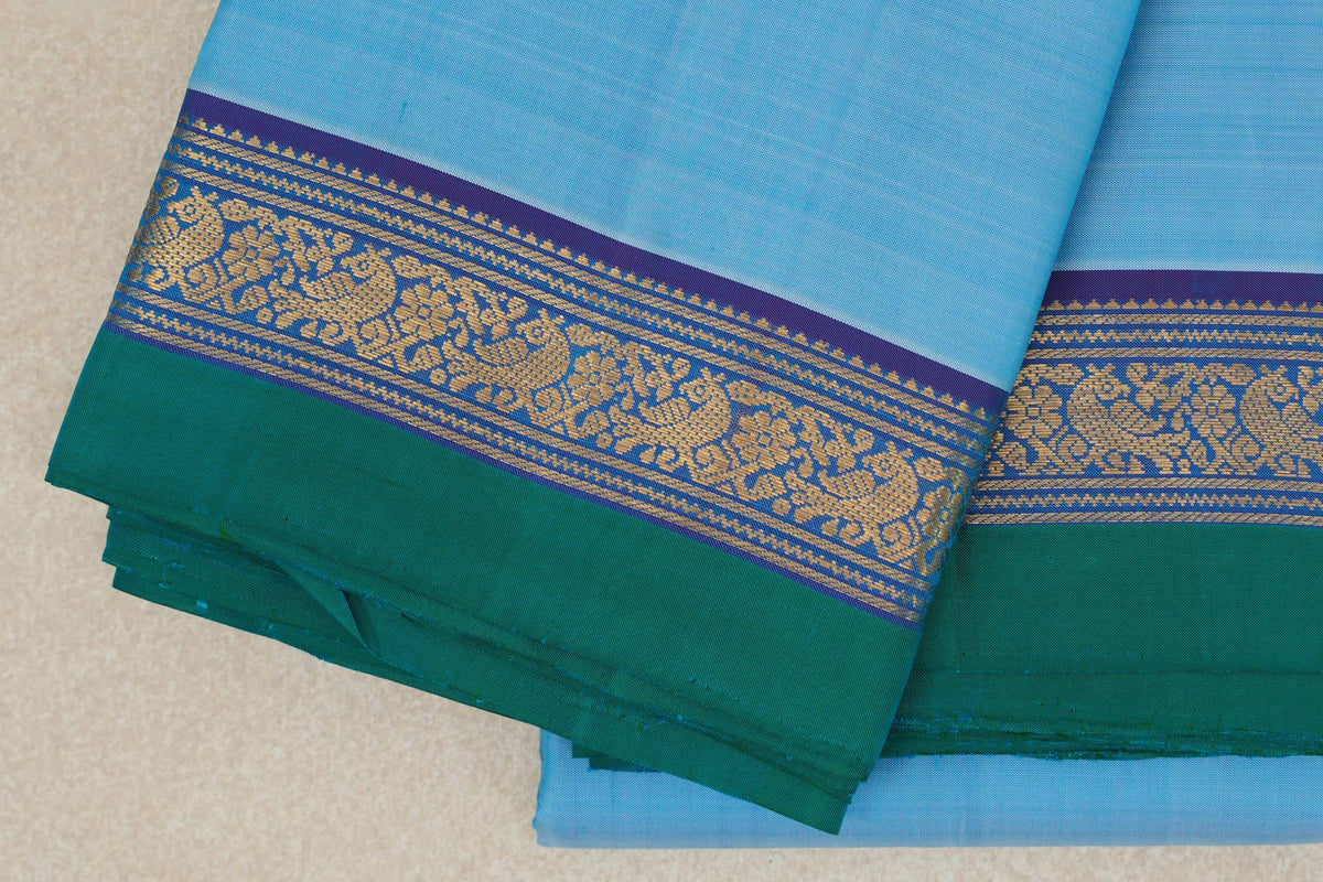 Sky Blue Vintage Kanjivaram Silk Saree border