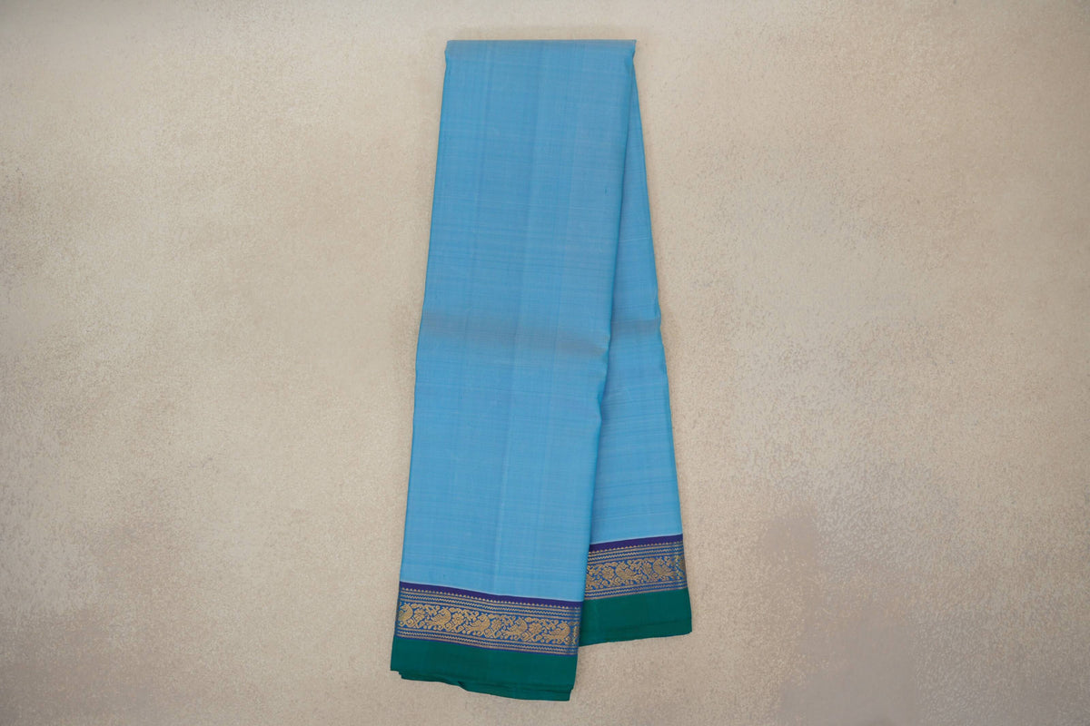 Online Sky Blue Vintage Kanjivaram Silk Saree