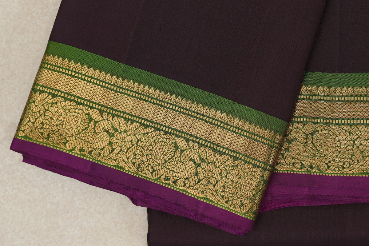 Kanjana Brown Vintage Kanjivaram Silk Saree border