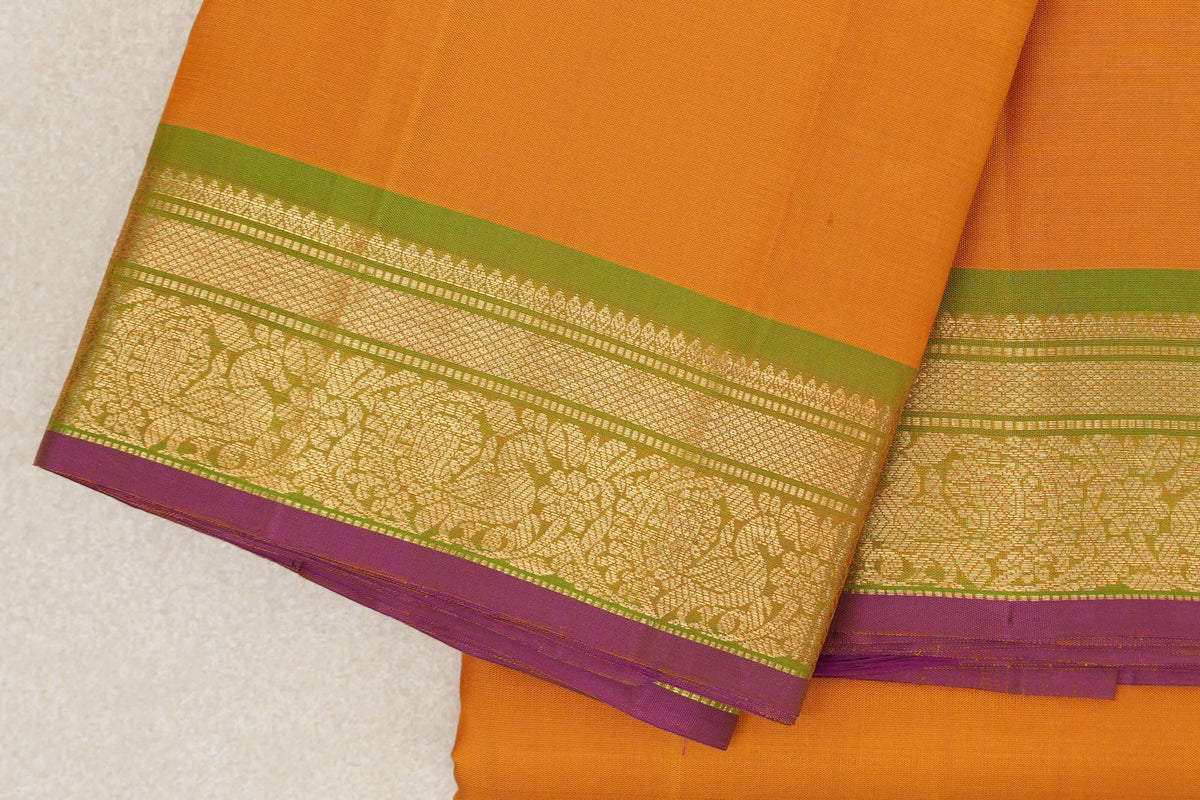 Mango Orange Vintage Kanjivaram Silk Saree border