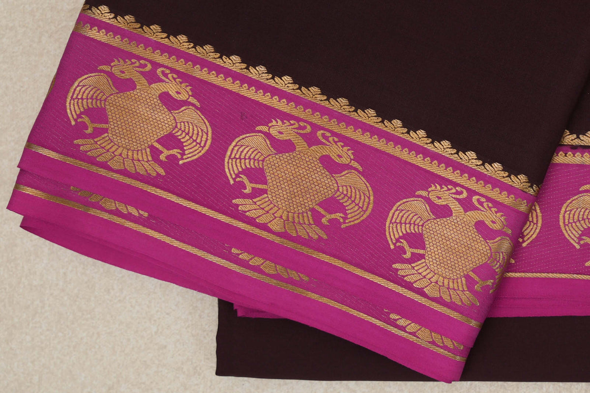 Dark Coffee Brown Mysore Silk Saree border