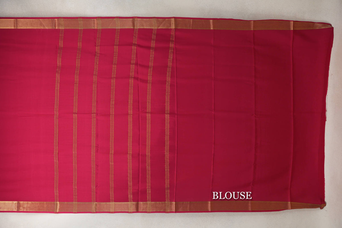 Deep Pink Mysore Silk Saree blouse