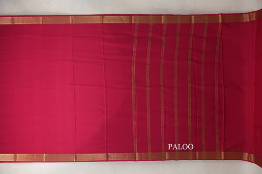 Deep Pink Mysore Silk Saree paloo