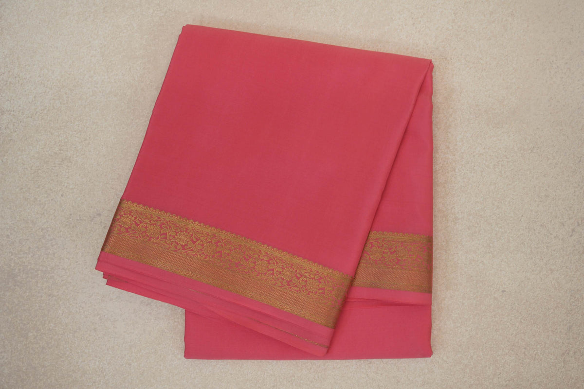 Coral Pink Mysore Silk Saree
