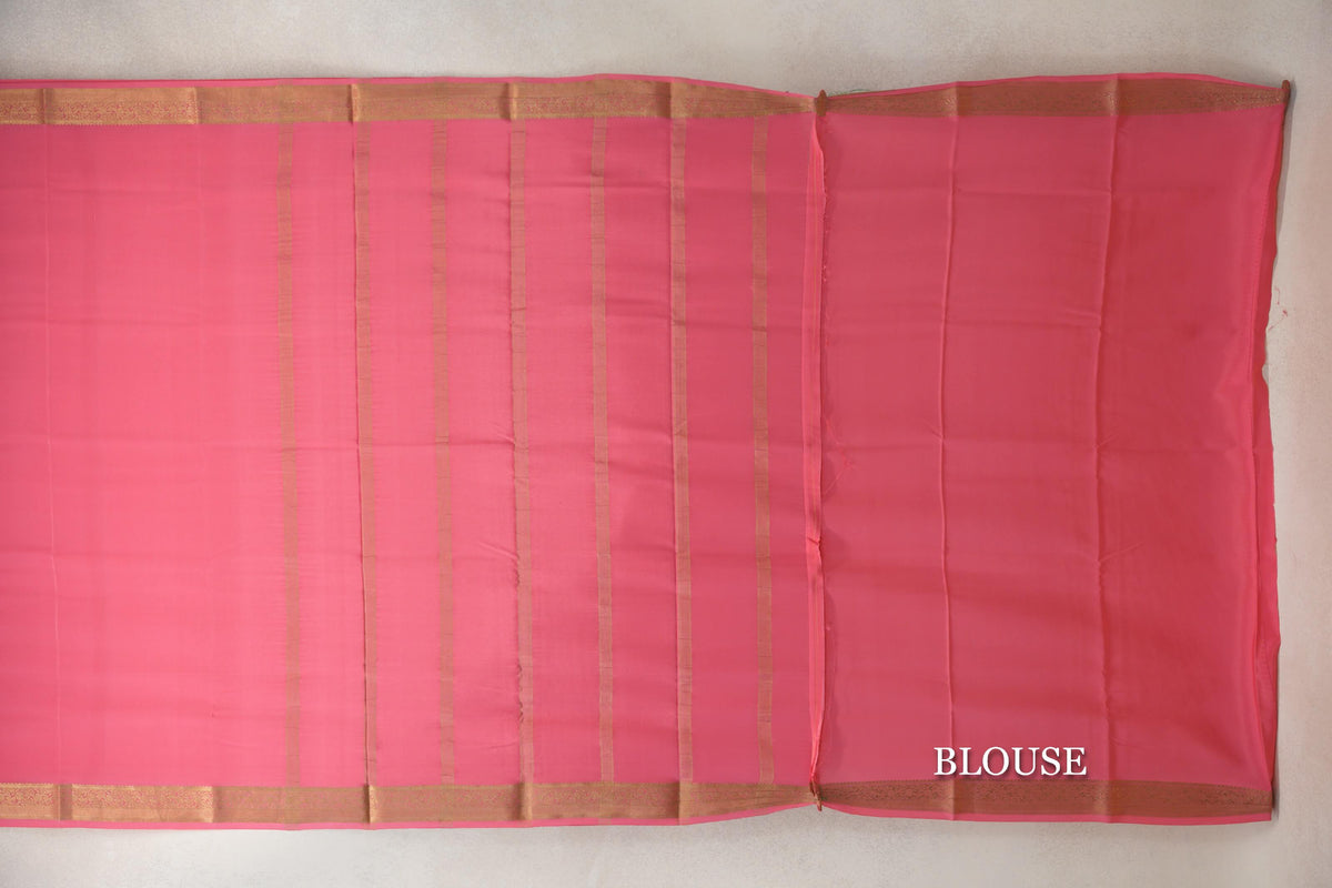 Coral Pink Mysore Silk Sareeblouse