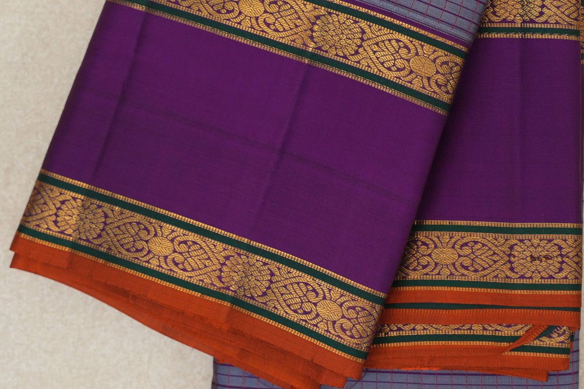 Grey Vintage Kanjivaram Silk Saree border