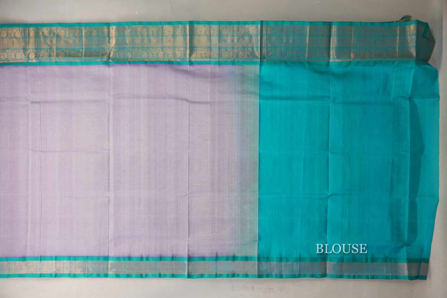 Pastel Lavender with Aqua Blue Borders Vintage Silk Cotton Saree SS9139