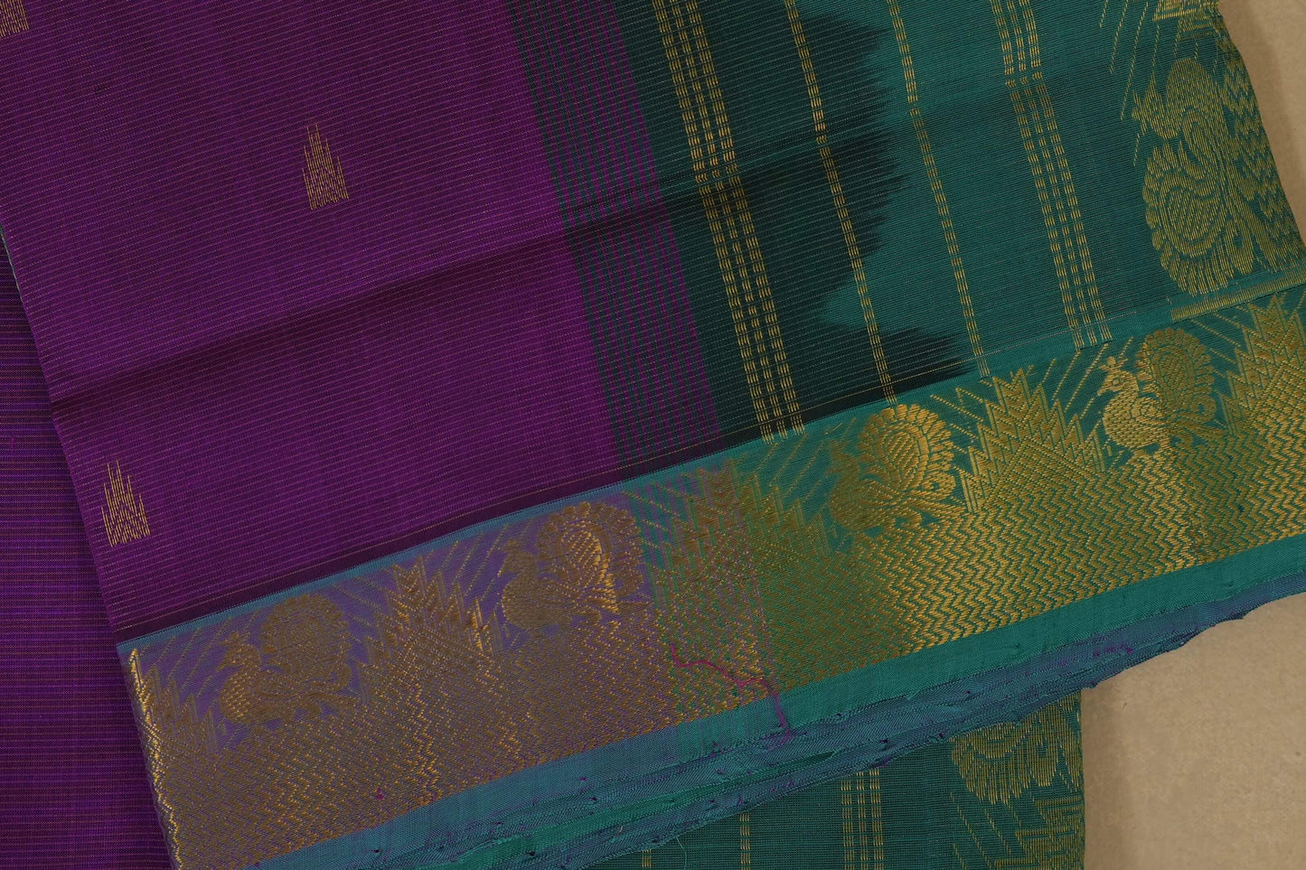 Dark Magenta with rama blue Nine and a half Yards Silk Cotton Saree  borders