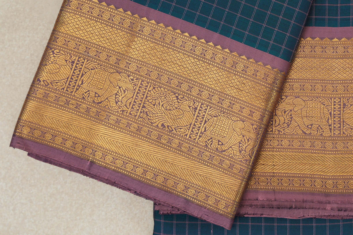 Peacock Green Vintage Kanjivaram Silk Saree border