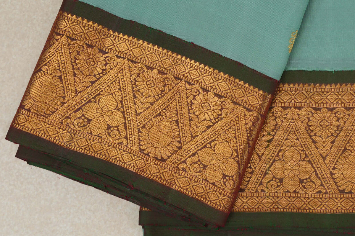 Pastel Sea Green Vintage Kanjivaram Silk Saree border