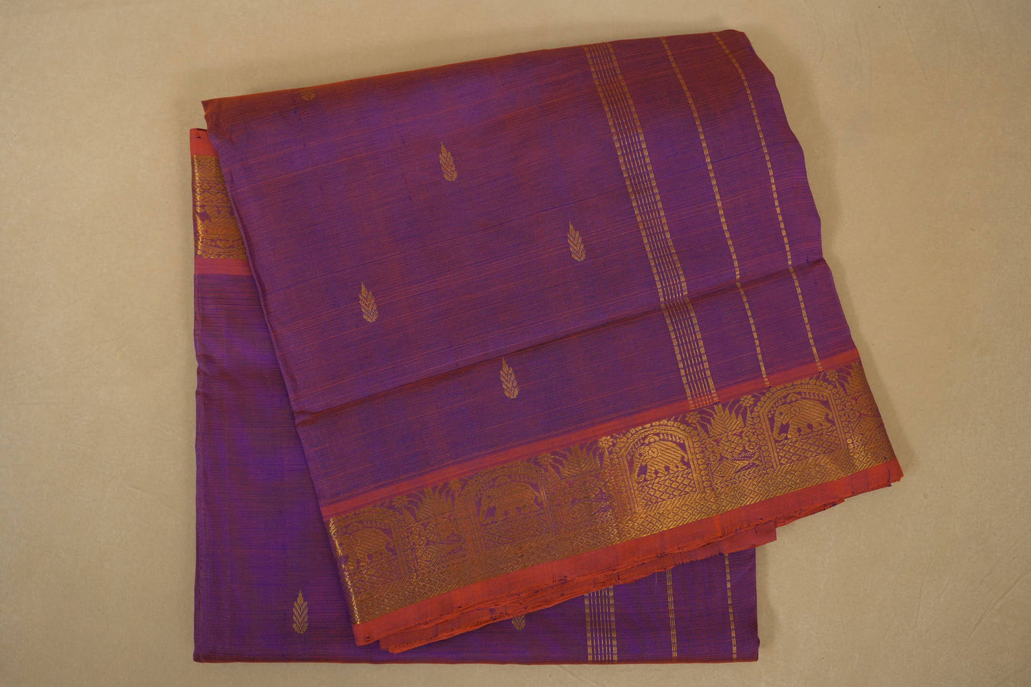 Rust with Violet dual tone Nine and a half Yards Silk Cotton Saree SS8 ...