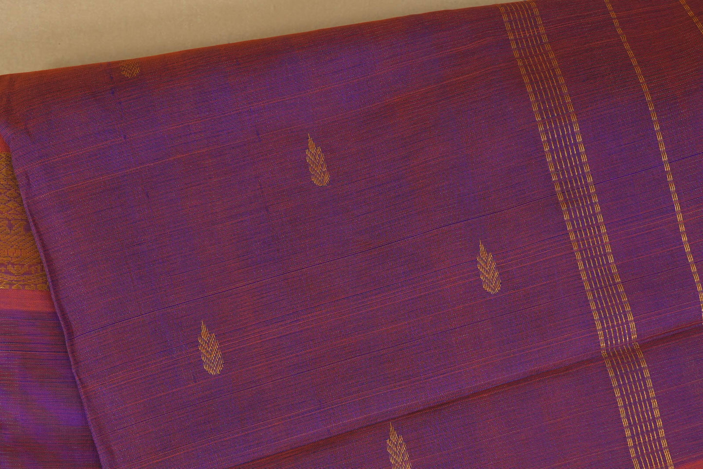 Rust with Violet dual tone Nine and a half Yards Silk Cotton Saree SS8 ...