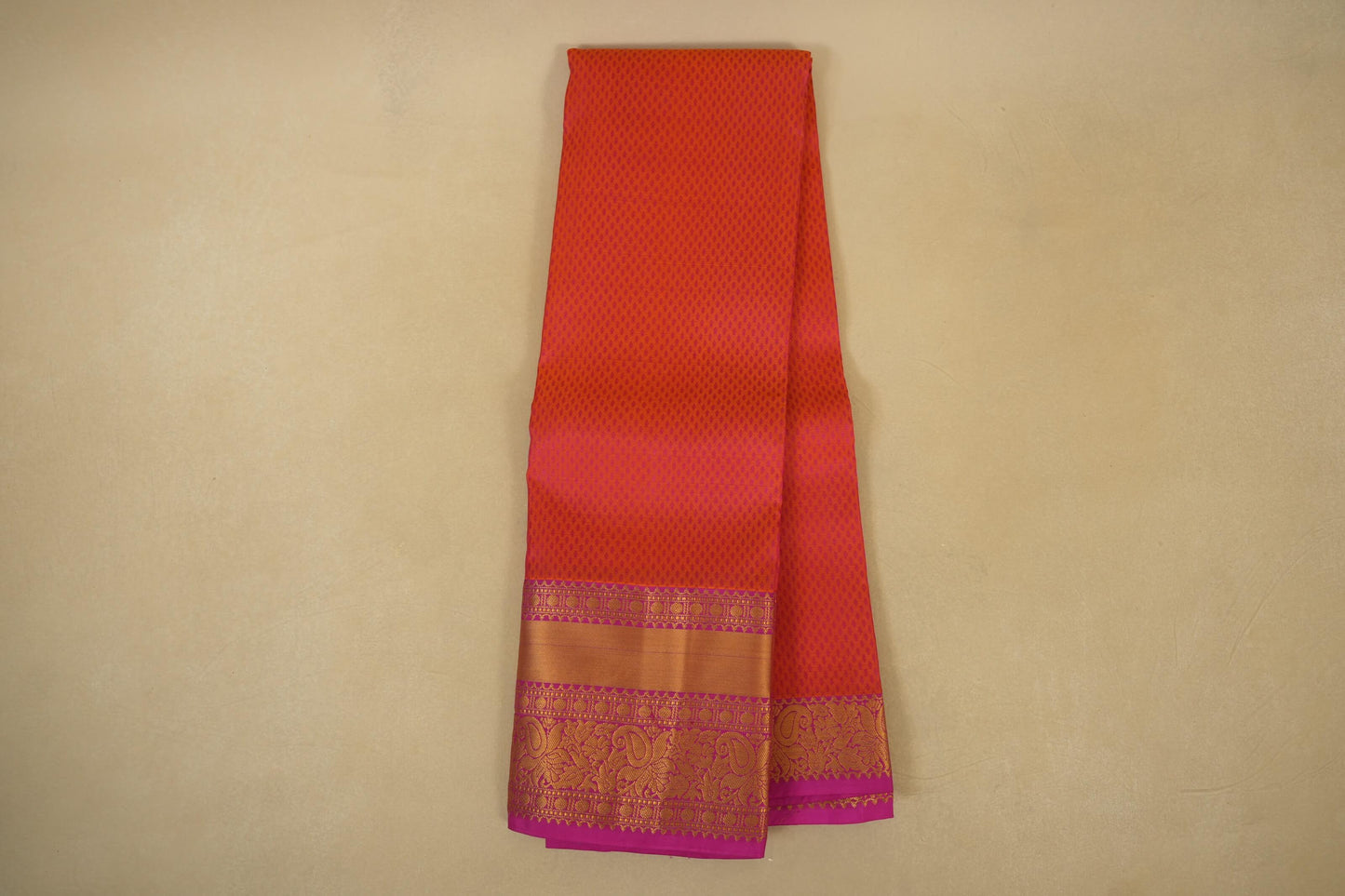 Orange Light weight Kanchipuram Silk Saree 