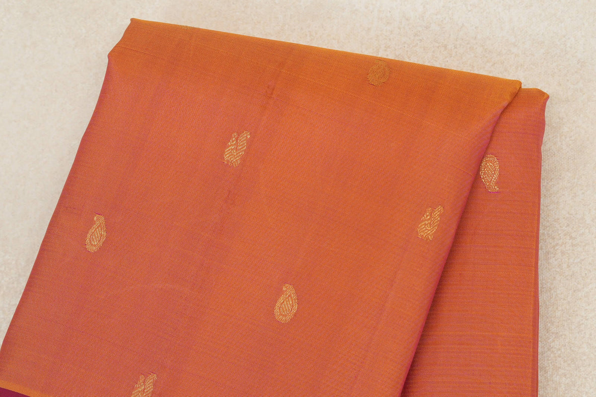 Dual Tone of Yellow and Pink with Deep Rani Pink with Orangish Pink Selvedge Borders Vintage Kanjivaram Silk Saree body