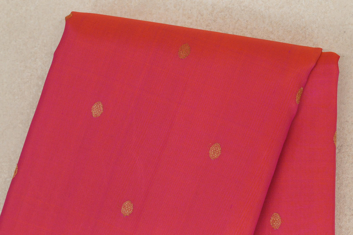 Dual Tone of Orange and Pink with Magenta with Dark Green Selvedge Borders Vintage Kanjivaram Silk Saree body