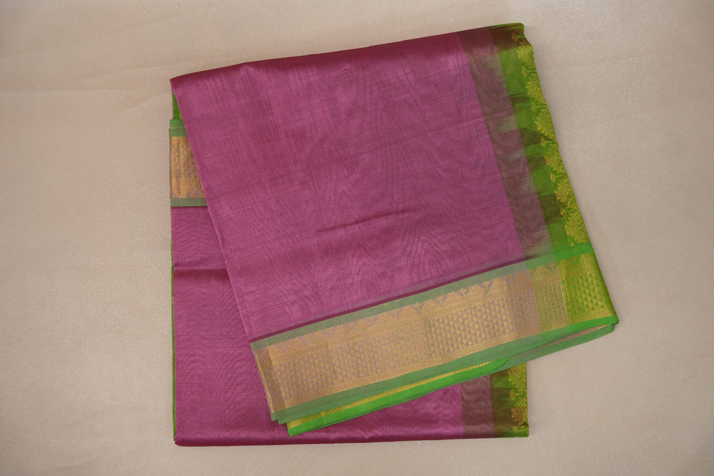 Dusty mauve with Bright leaf green Nine and a half Yards Silk Cotton Saree SS9150