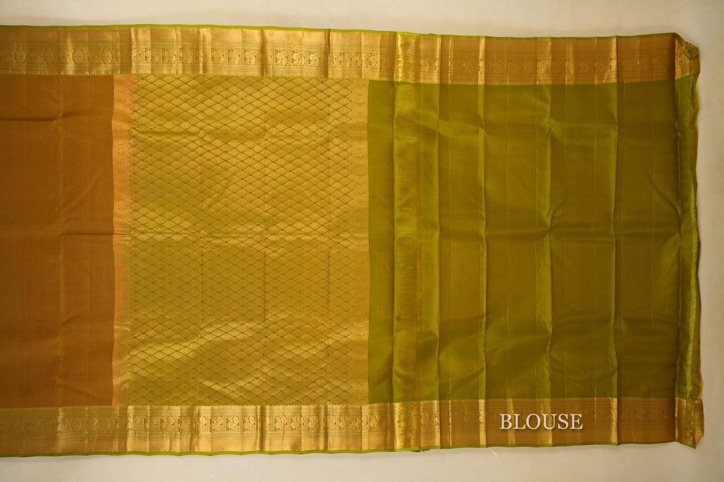 Olive Green Light Weight Kanchipuram Silk Saree Blouse