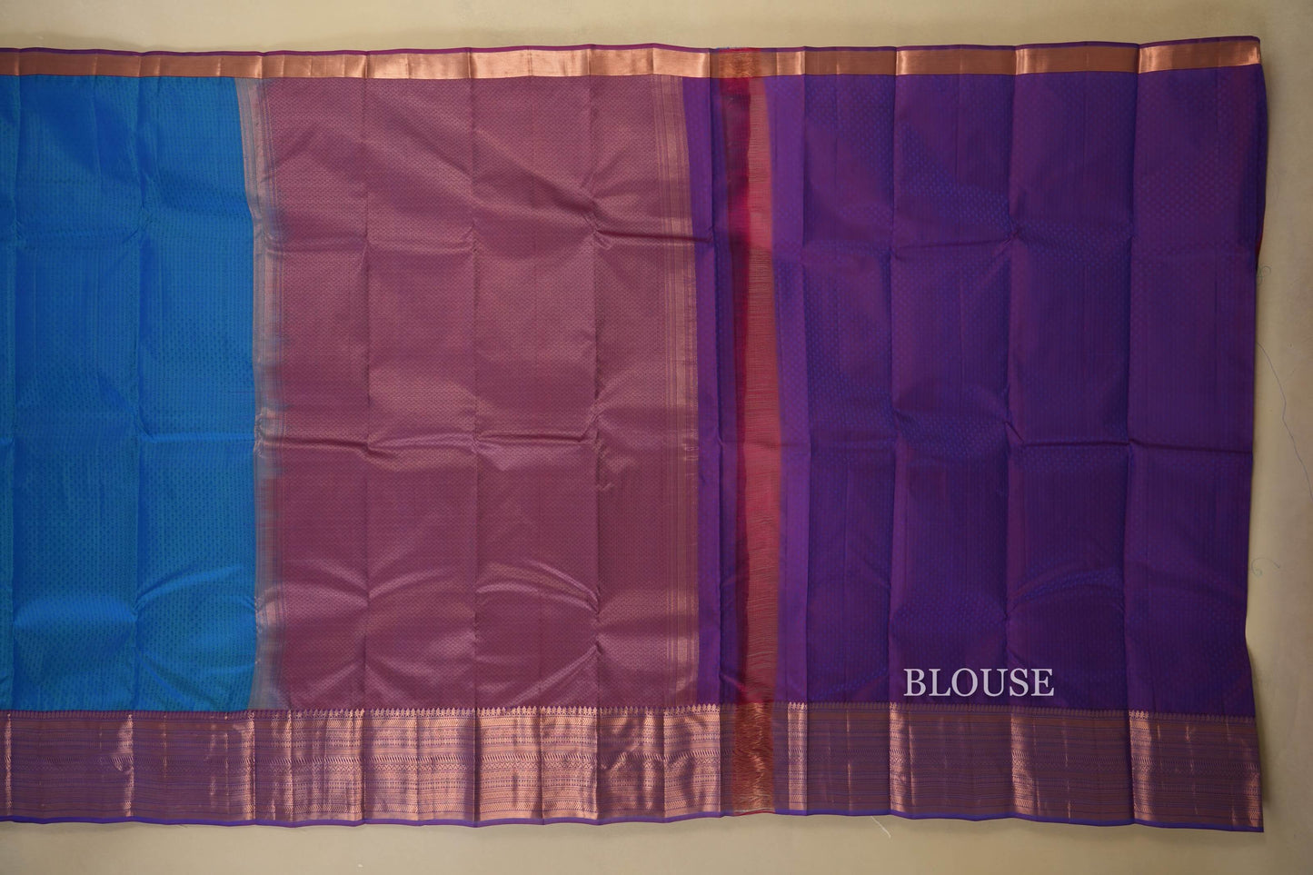 Peacock Blue Light Weight Kanchipuram Silk Saree Blouse