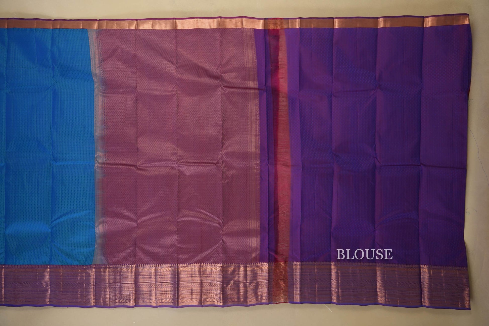 Peacock Blue Light Weight Kanchipuram Silk Saree Blouse