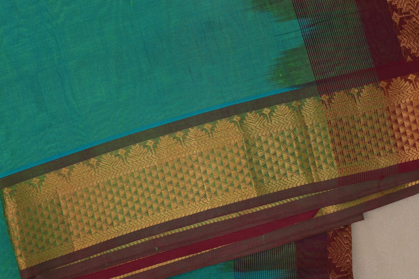 Rama blue with Reddish Maroon Nine and a half Yards Silk Cotton Saree SS9154