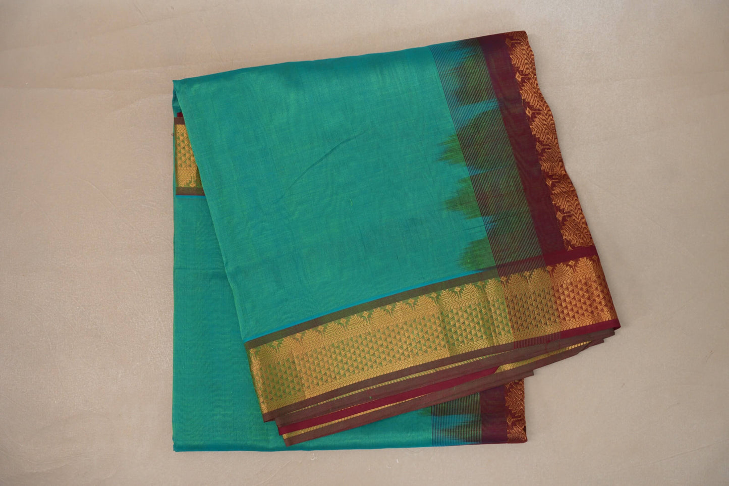 Rama blue with Reddish Maroon Nine and a half Yards Silk Cotton Saree SS9154