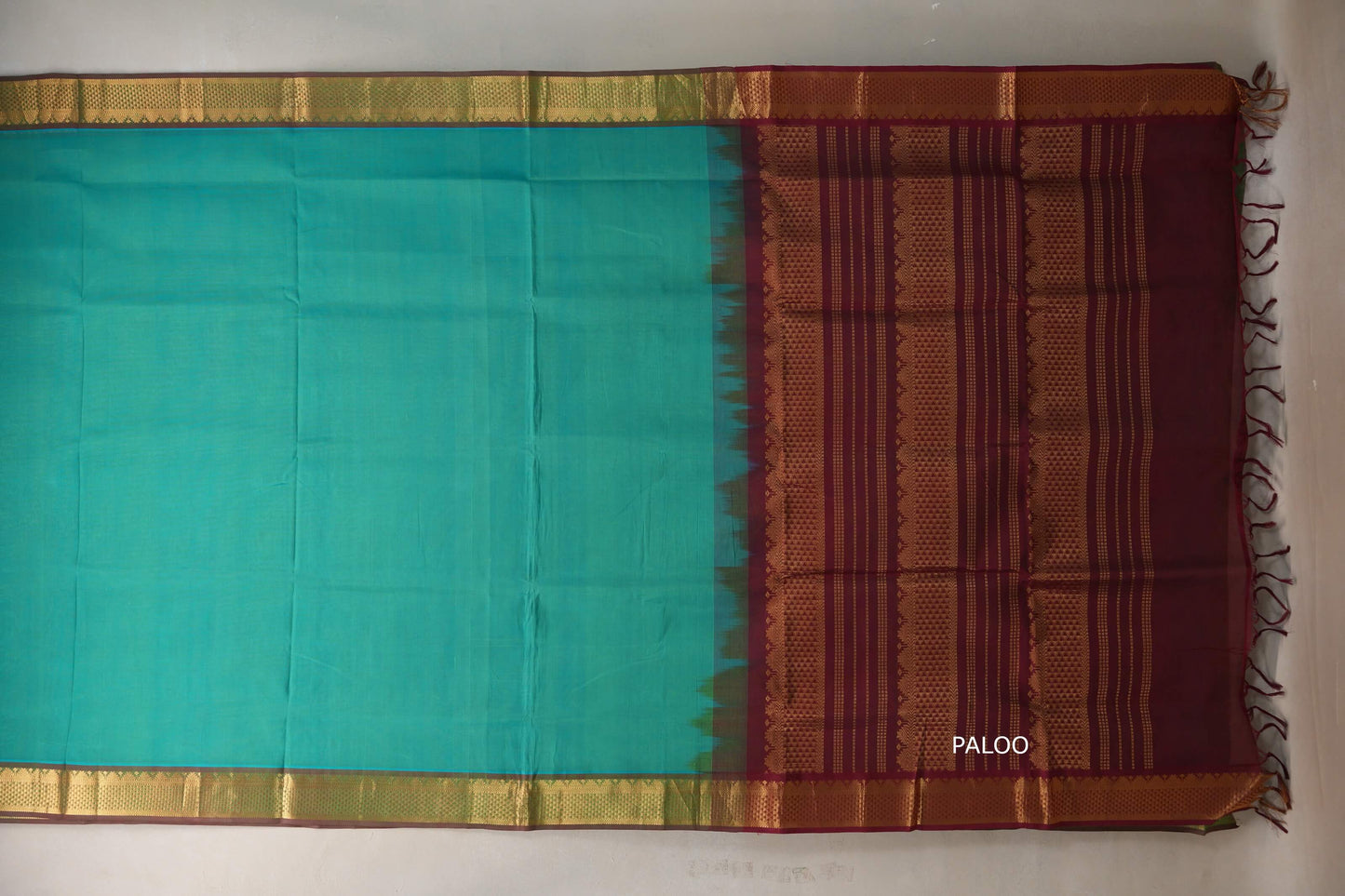 Rama blue with Reddish Maroon Nine and a half Yards Silk Cotton Saree SS9154