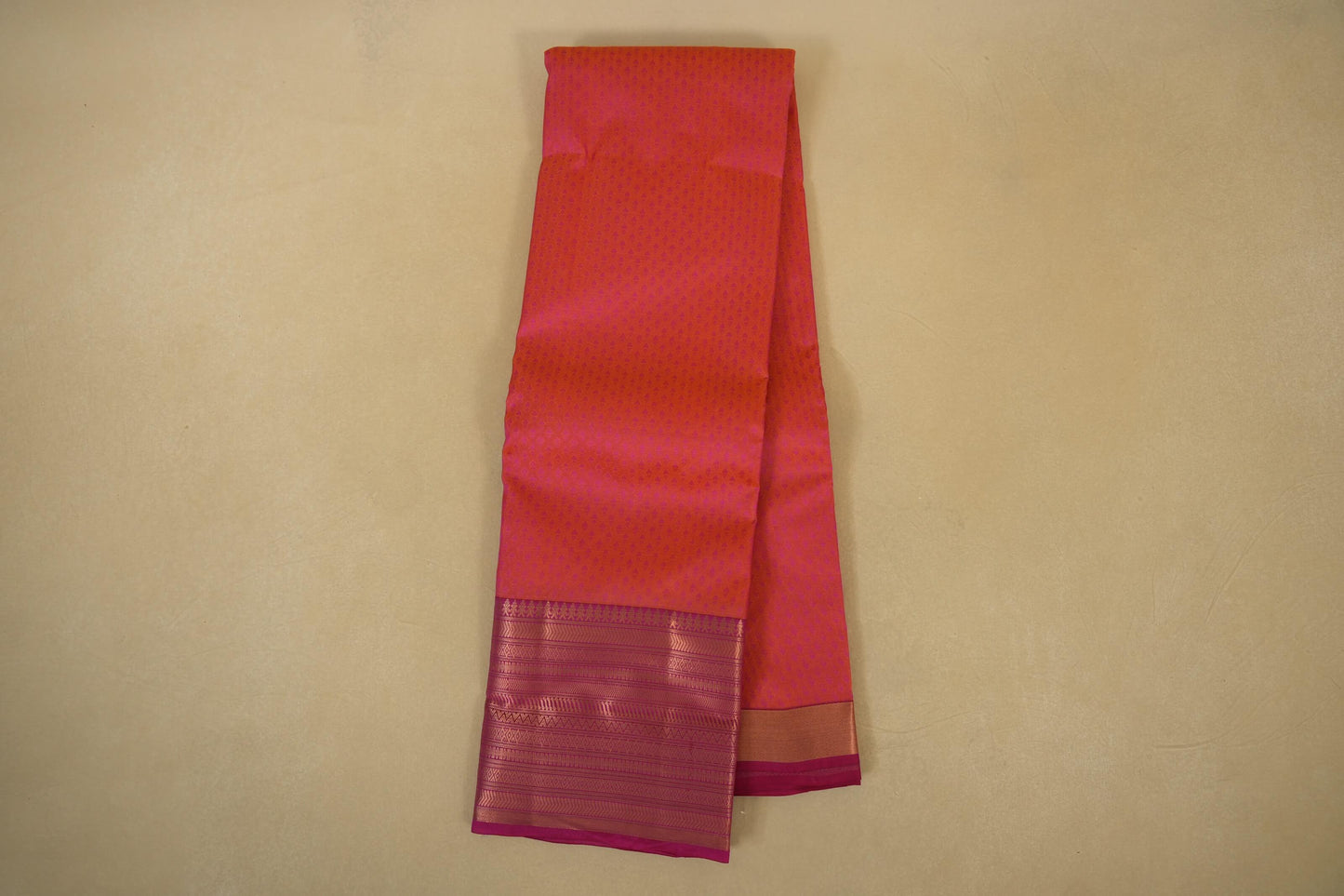 Pinkish Orange with Pink Borders Light Weight Kanchipuram Silk Saree online