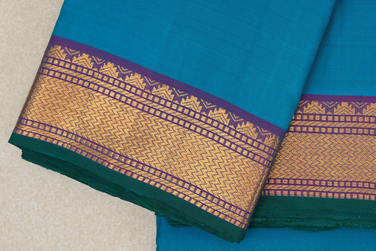Rama Blue Vintage Kanjivaram Silk Saree border
