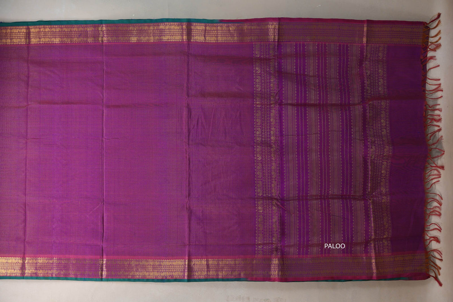 Dual Tone Pink and Violet Nine and a half Yards Silk Cotton Saree SS9163