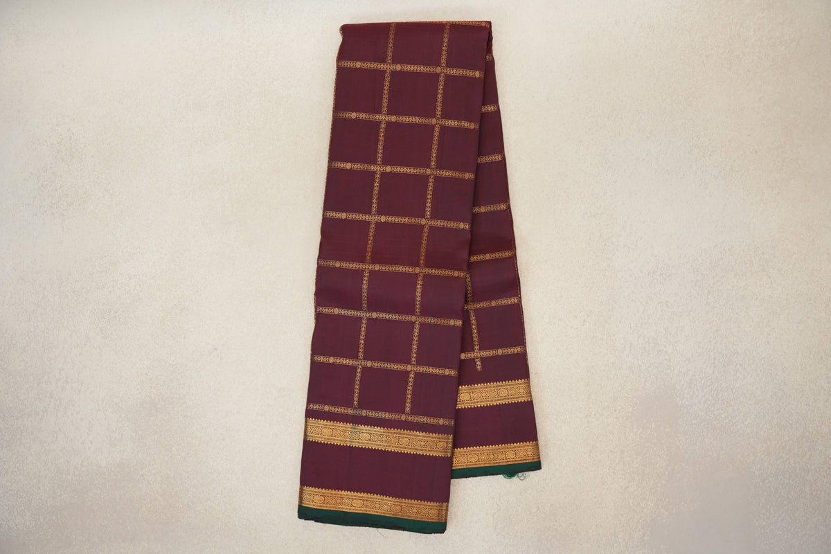 Deep Wine Maroon Vintage Kanjivaram Silk Saree SS10278