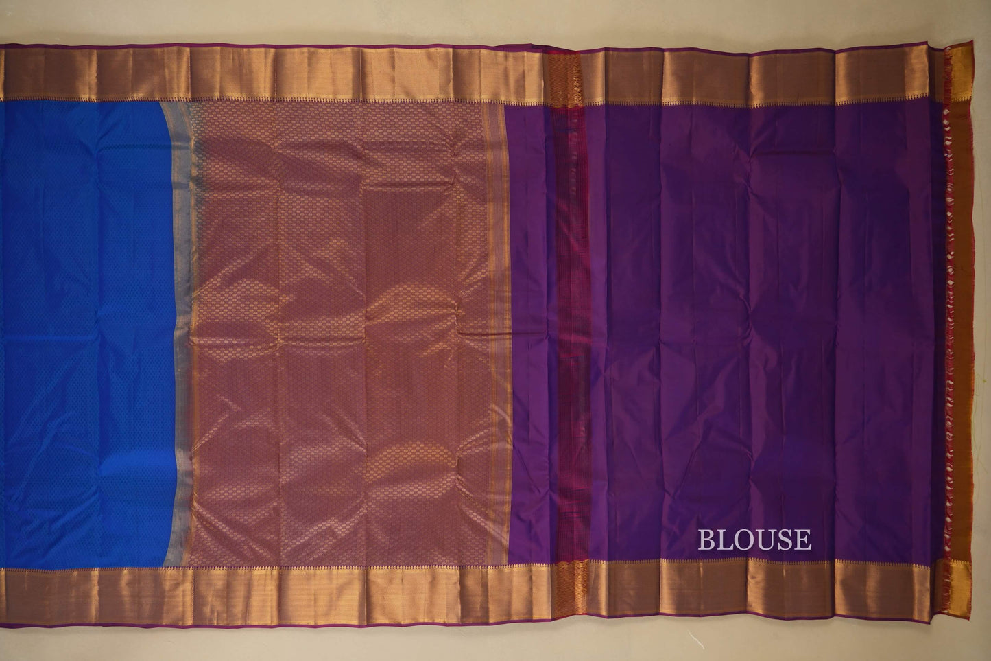 Peacock Blue Light Weight Kanchipuram Silk Saree Blouse